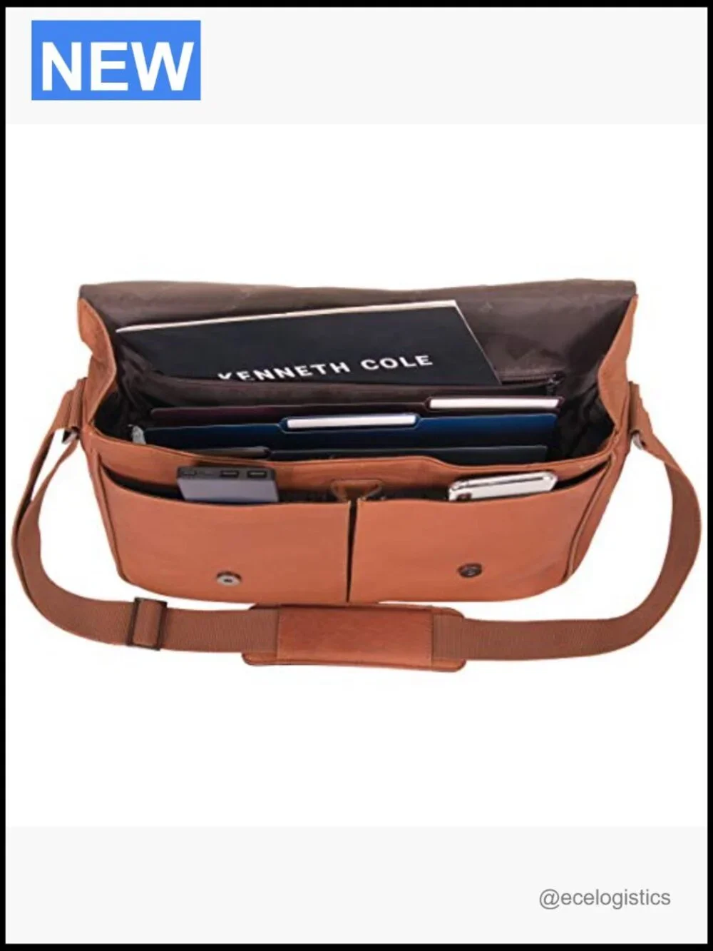 Slim Full-Grain Leather Messenger Bag for 15.6